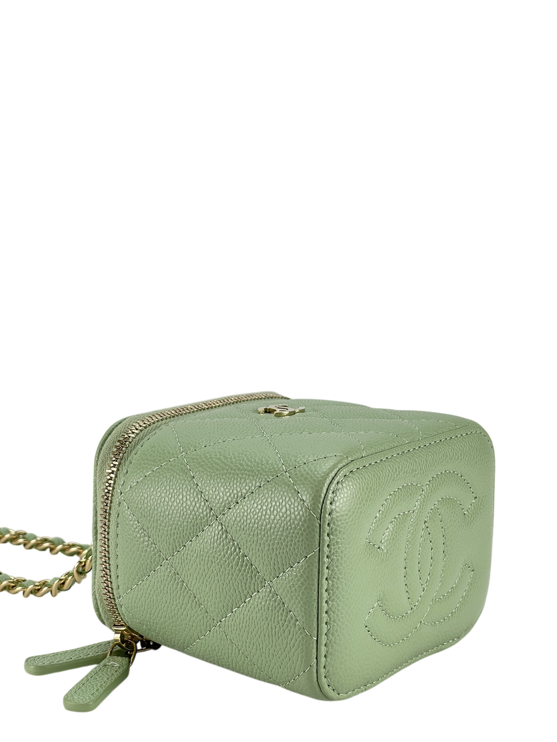 CHANEL - Light Green Small CC Vanity Case Chain Bag