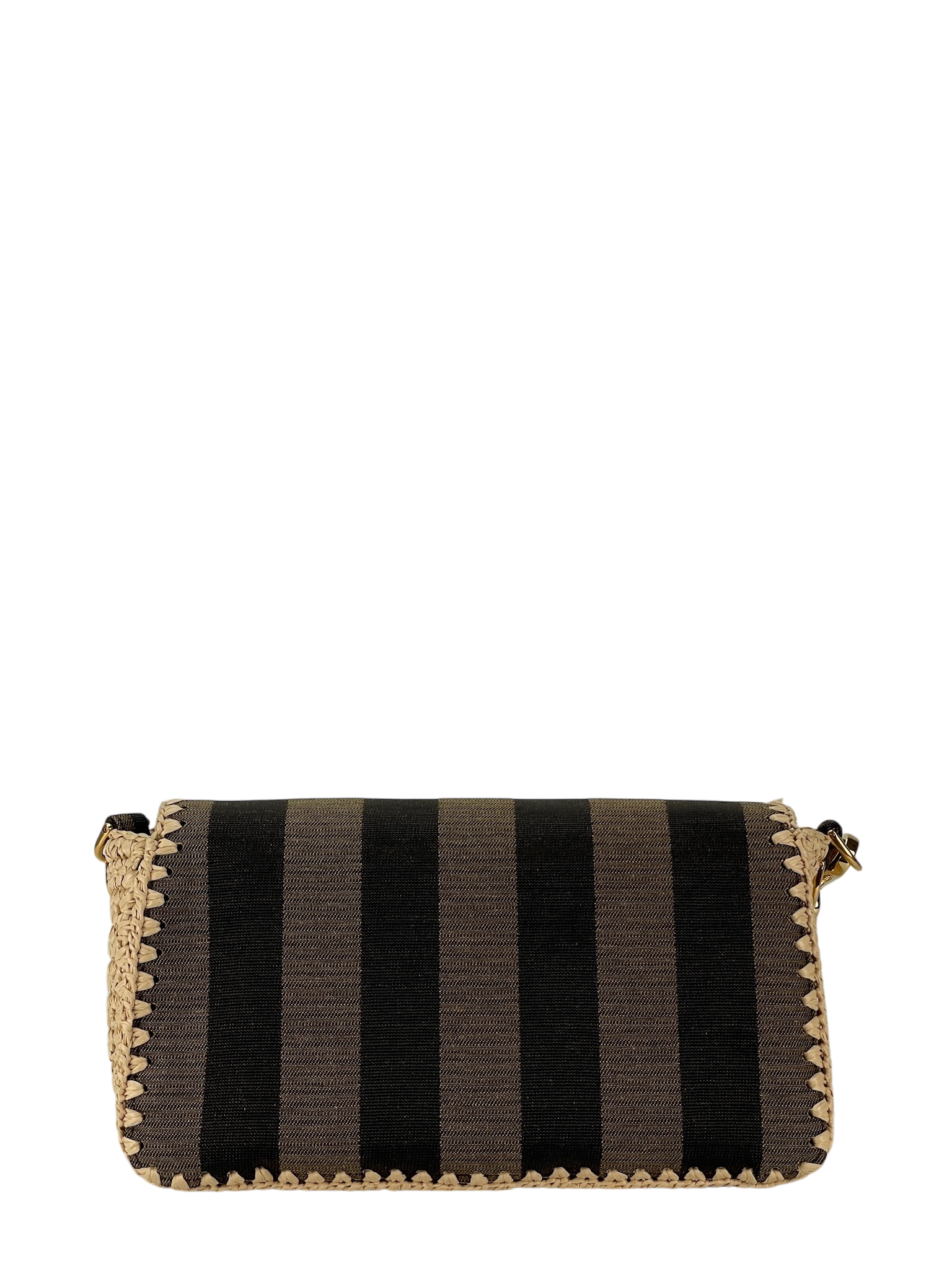 FENDI - Zucca Pecan Canvas Raffia Mamma Bucket 2Way Bag