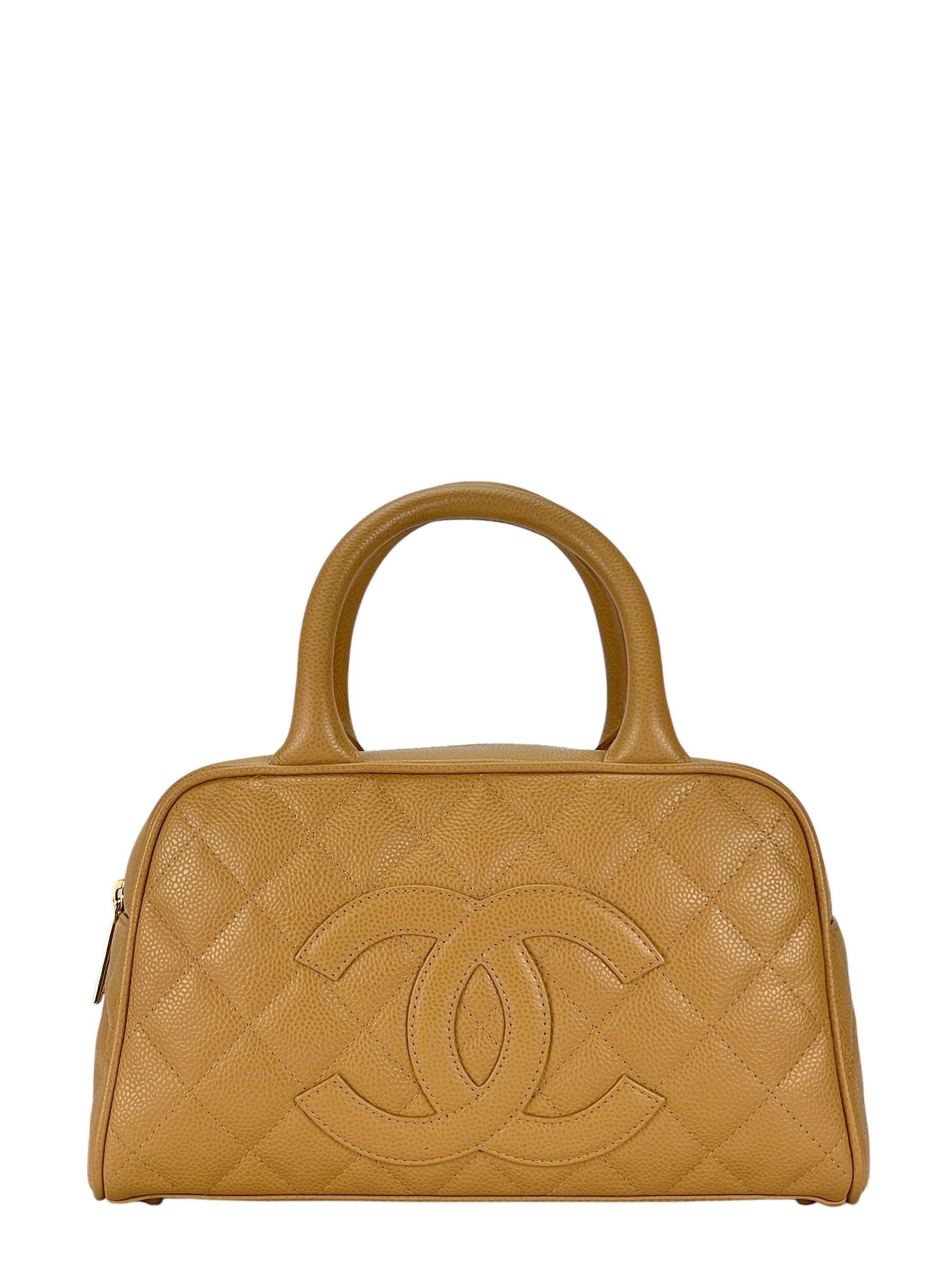 CHANEL - Yellow Caviar 2003-2004 Beige Bowling Bag