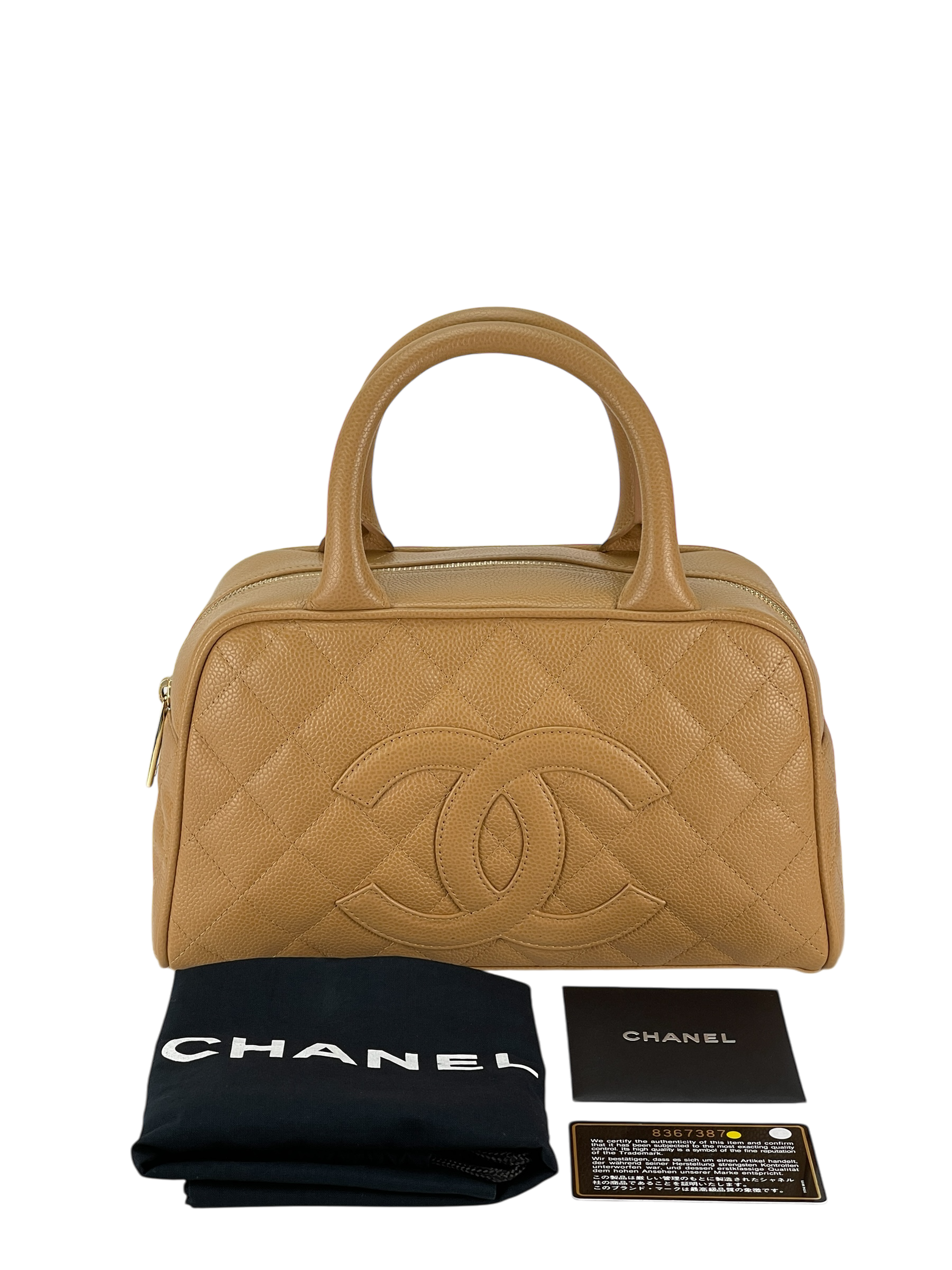 CHANEL - Yellow Caviar 2003-2004 Beige Bowling Bag