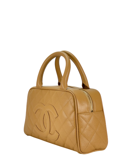 CHANEL - Yellow Caviar 2003-2004 Beige Bowling Bag