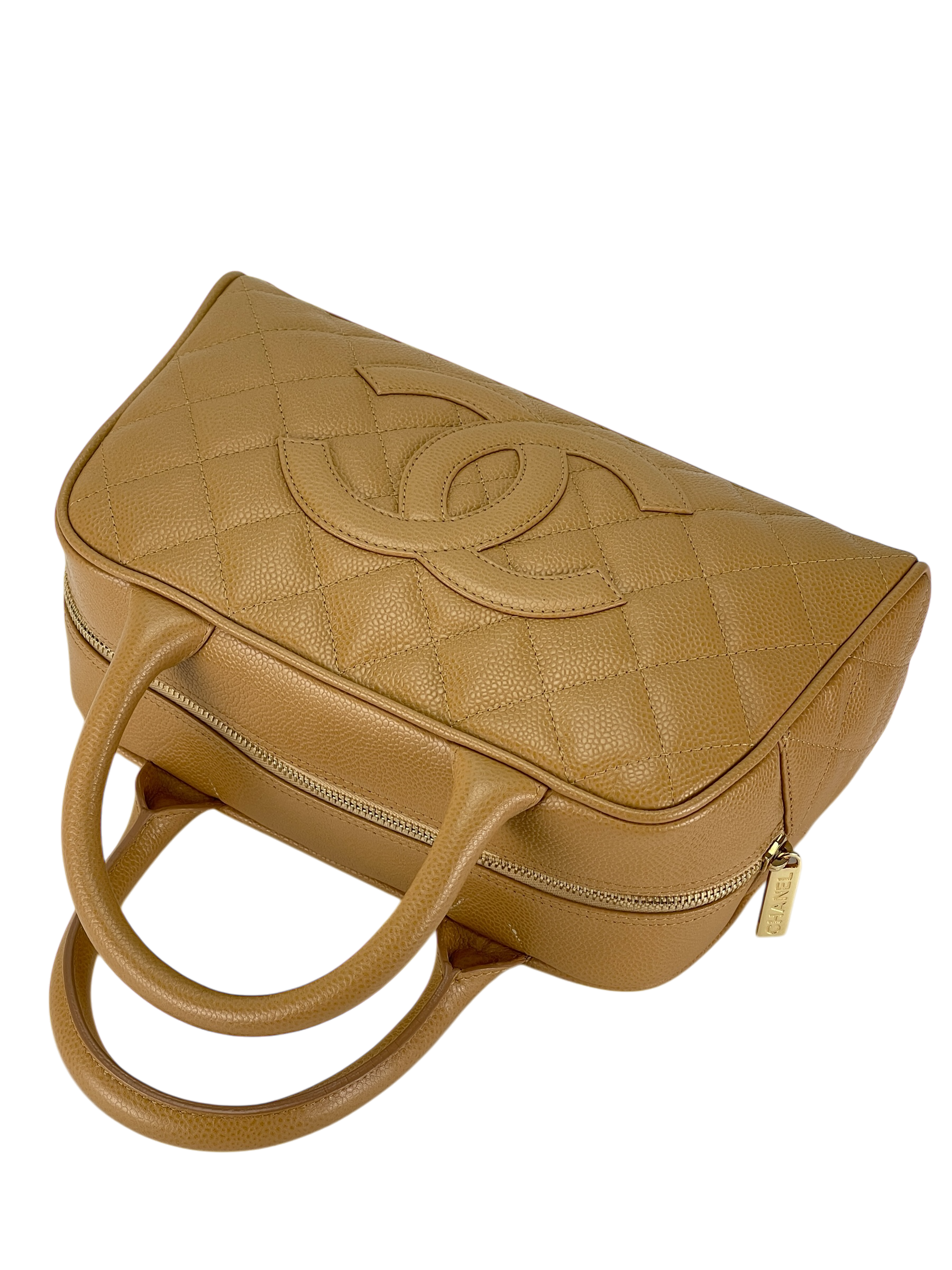 CHANEL - Yellow Caviar 2003-2004 Beige Bowling Bag
