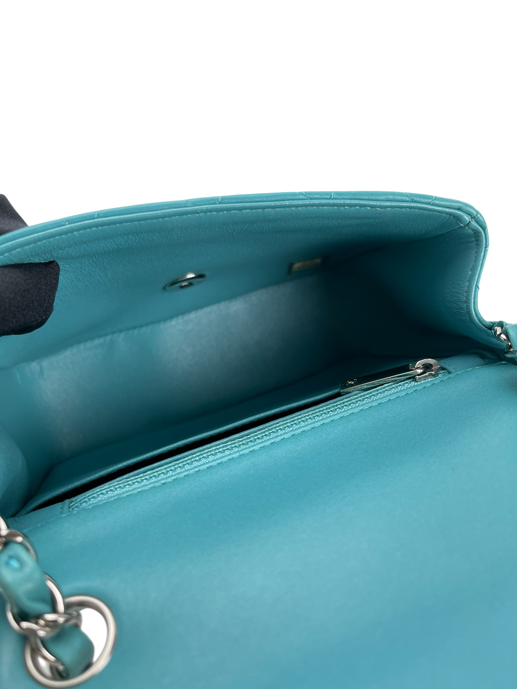 CHANEL - Turquoise blue Calfskin Small Classic Square Bag