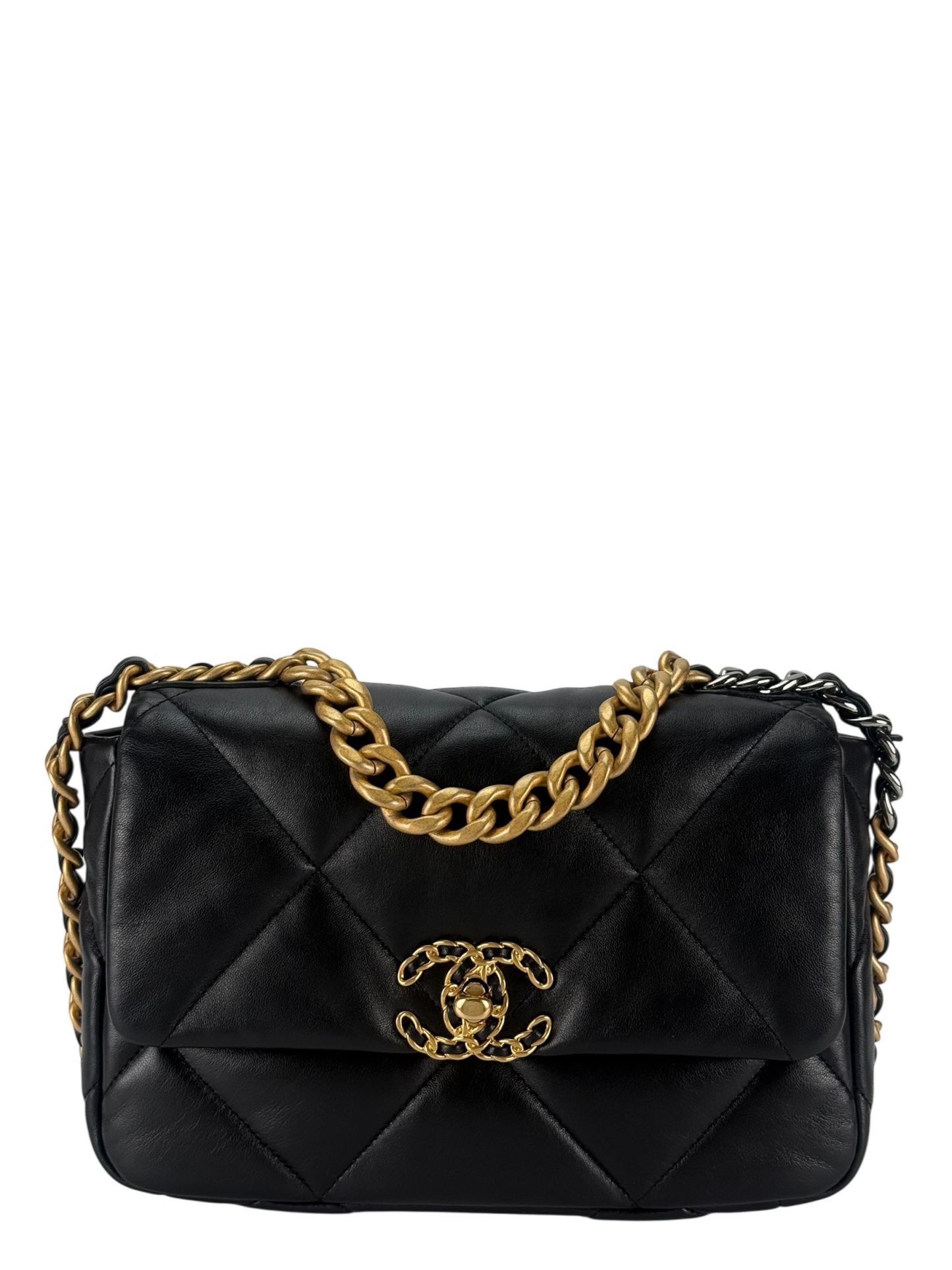CHANEL - Black Lambskin 19 Small Flap Bag