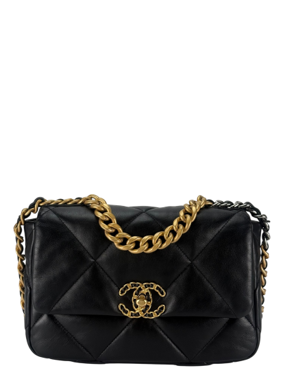 CHANEL - Black Lambskin 19 Small Flap Bag