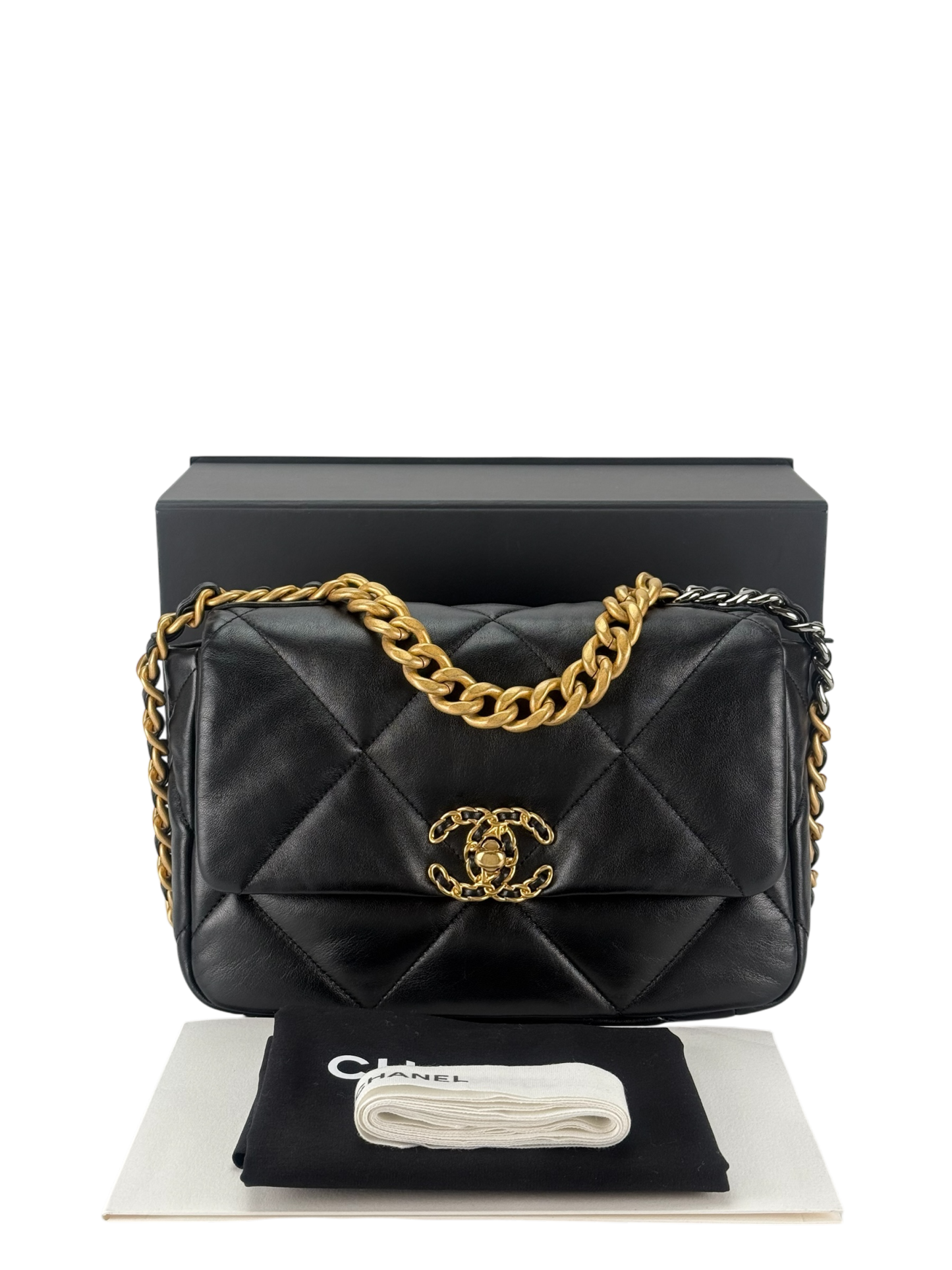 CHANEL - Black Lambskin 19 Small Flap Bag