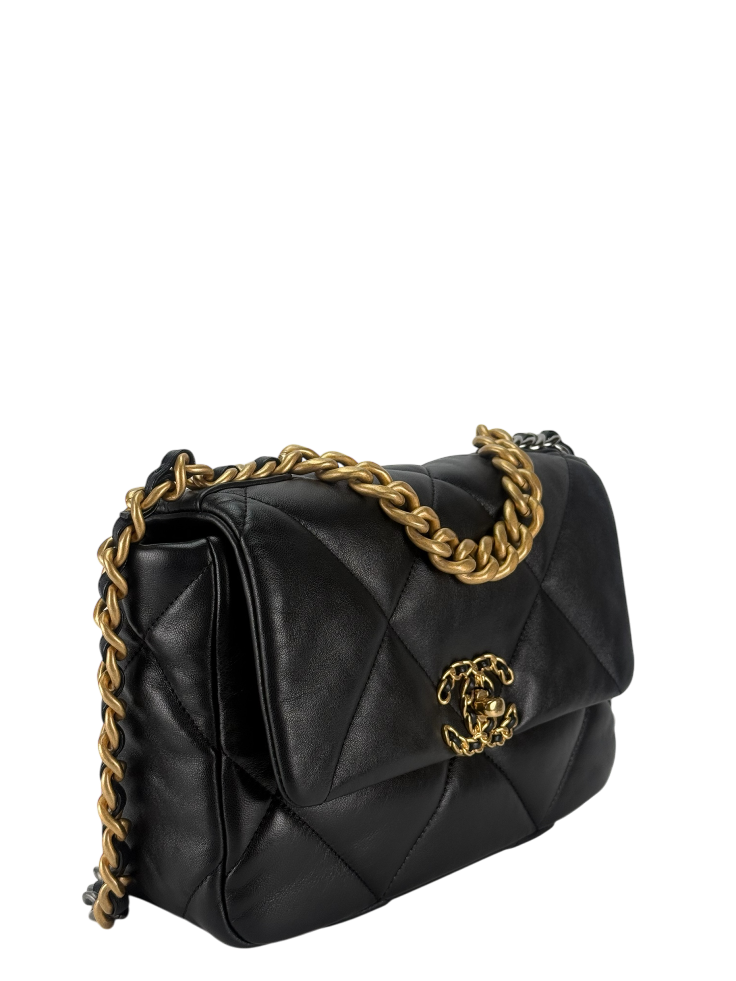 CHANEL - Black Lambskin 19 Small Flap Bag