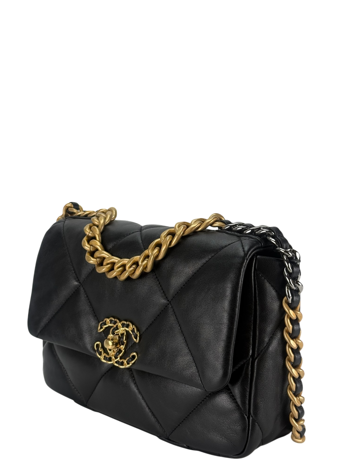 CHANEL - Black Lambskin 19 Small Flap Bag