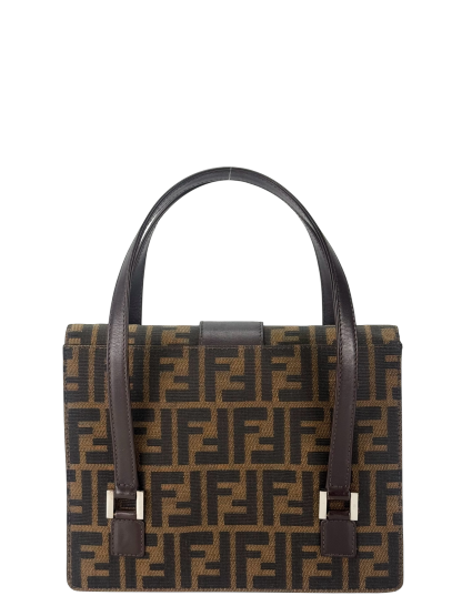 FENDI -  Brown Canvas Zucca Pattern Handbag