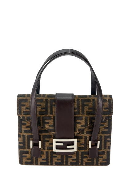 FENDI -  Brown Canvas Zucca Pattern Handbag