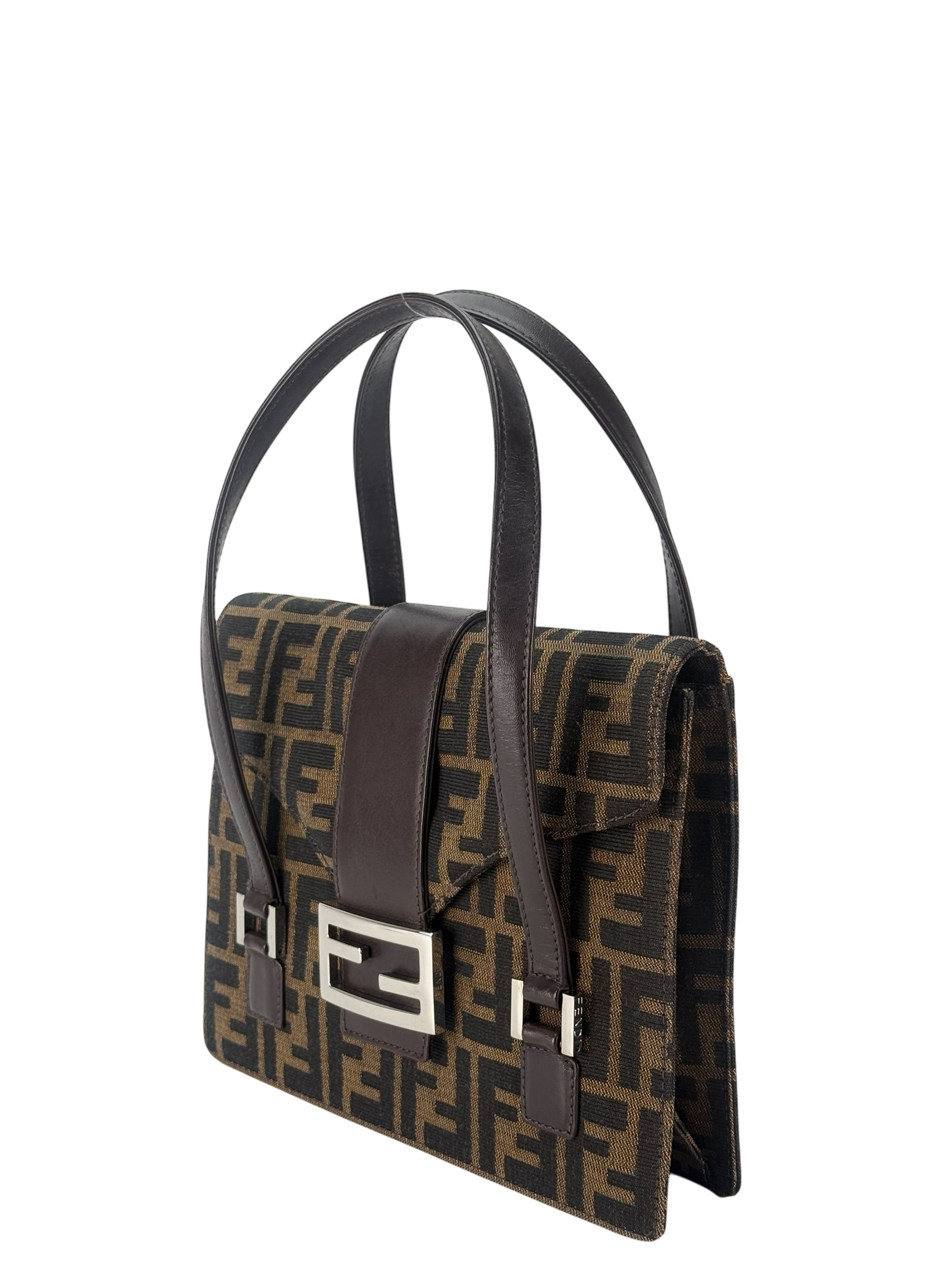 FENDI -  Brown Canvas Zucca Pattern Handbag