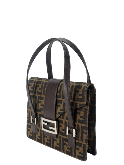 FENDI -  Brown Canvas Zucca Pattern Handbag