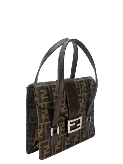 FENDI -  Brown Canvas Zucca Pattern Handbag