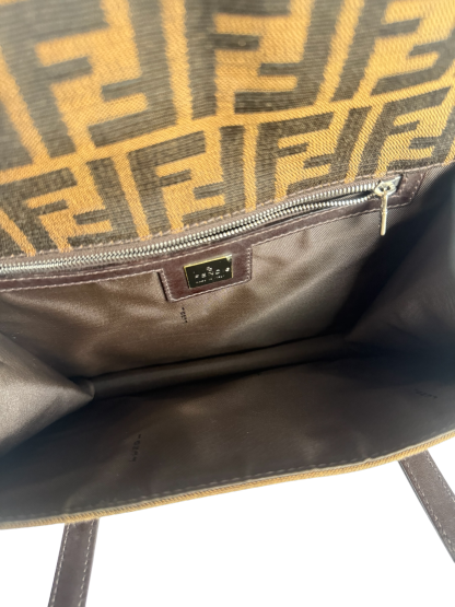 FENDI -  Brown Canvas Zucca Pattern Handbag