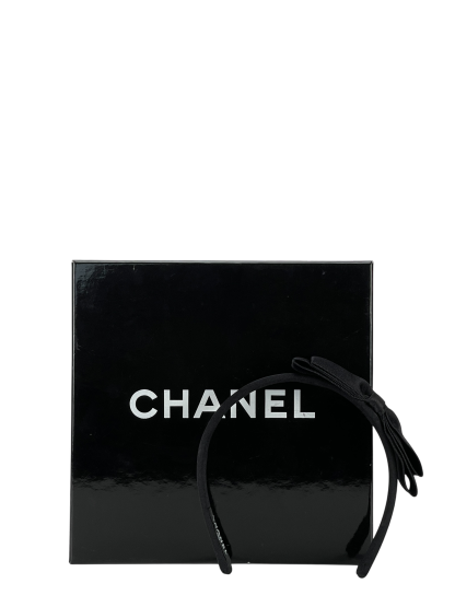 CHANEL - Black Satin Ribbon Headband