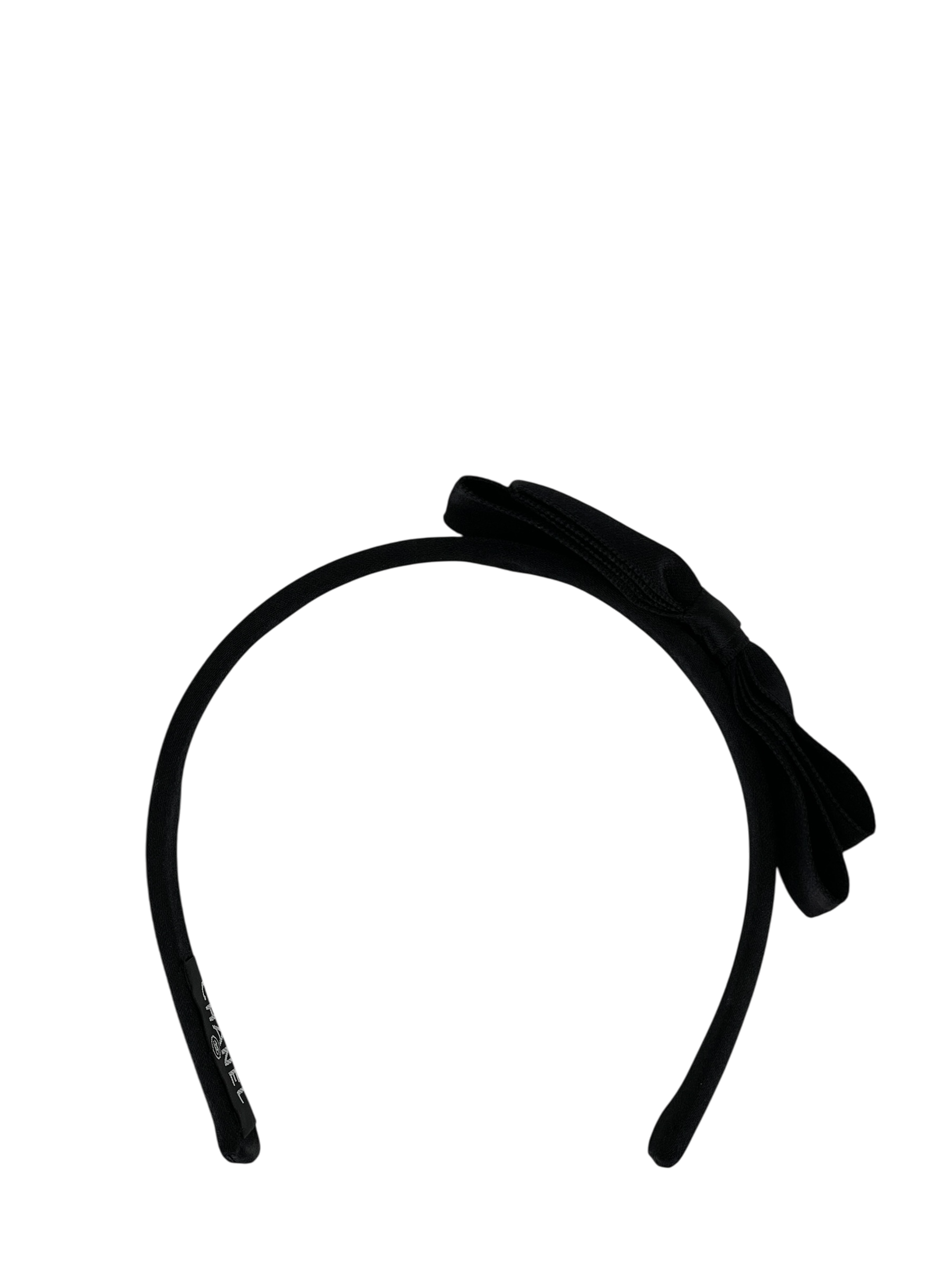 CHANEL - Black Satin Ribbon Headband