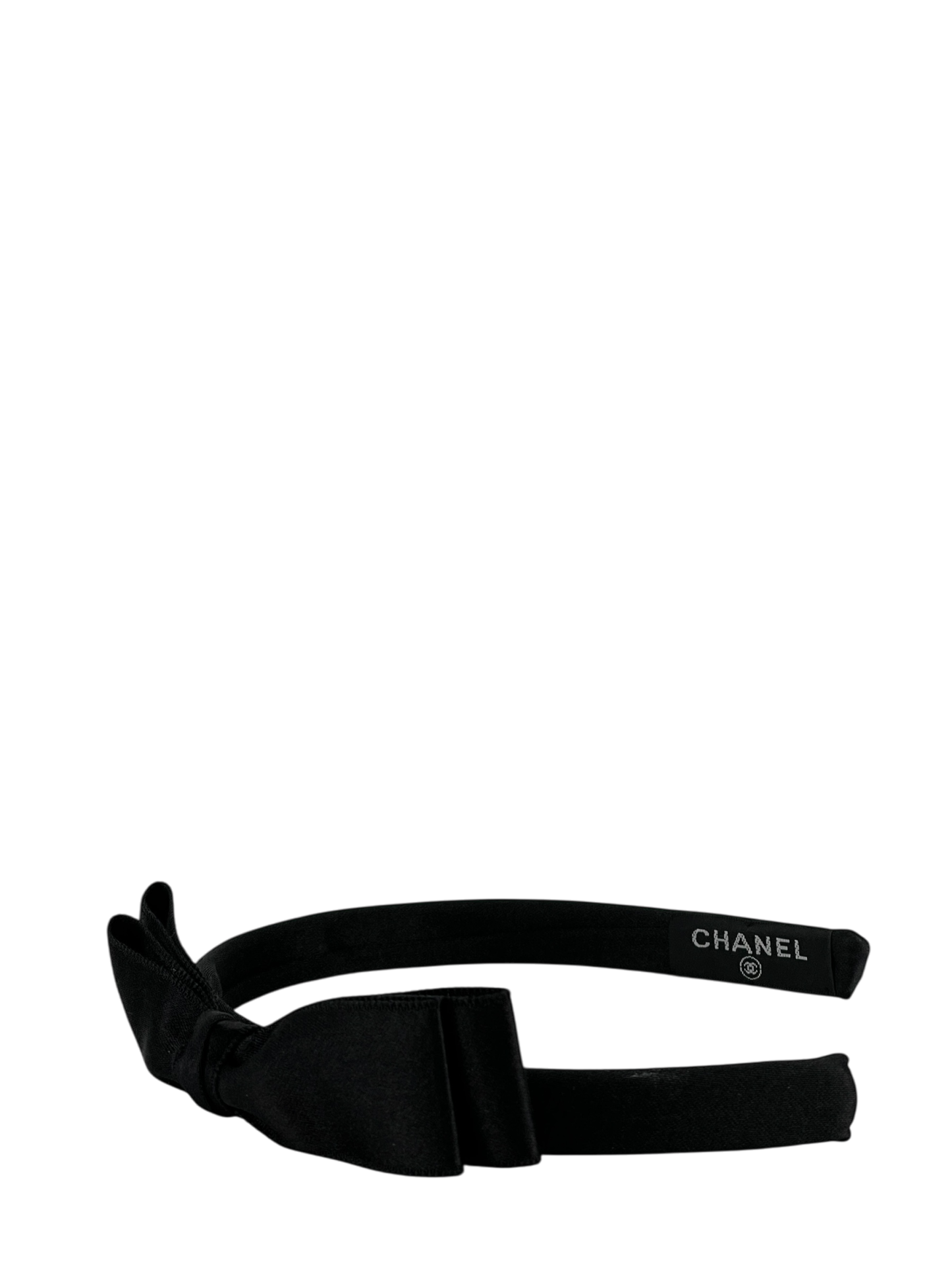 CHANEL - Black Satin Ribbon Headband