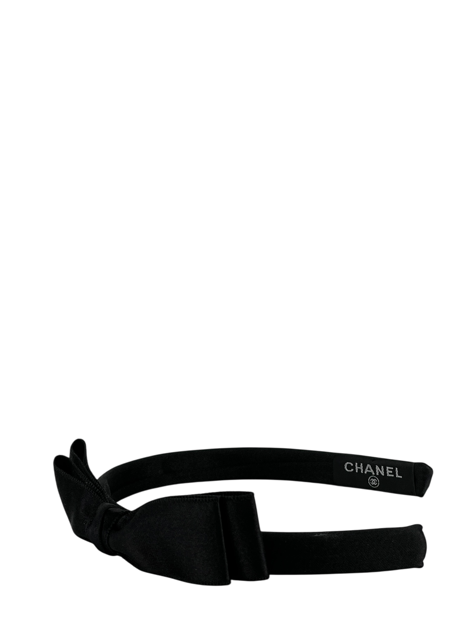 CHANEL - Black Satin Ribbon Headband