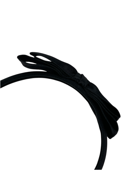 CHANEL - Black Satin Ribbon Headband