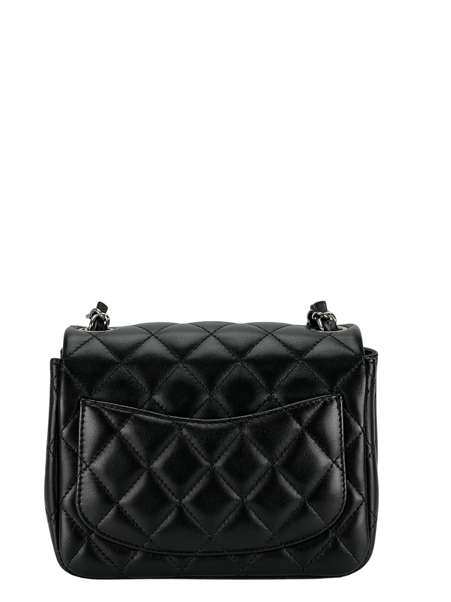 CHANEL - Mini Matlasse 17 Lambskin Single Flap Chain Bag Black Sliver Hardware