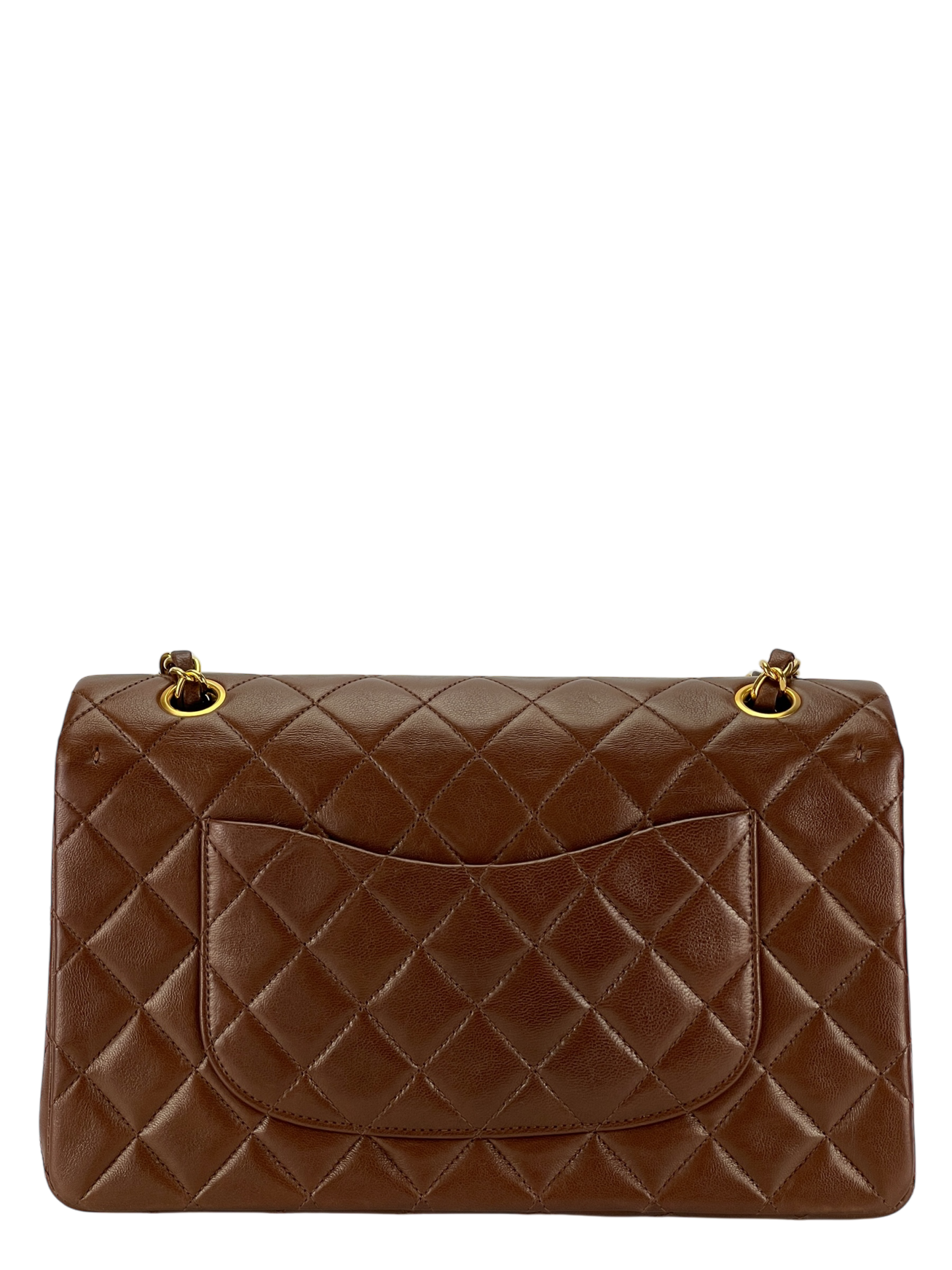 CHANEL - Medium Classic Double Flap Bag Brown Lambskin Gold Hardware (CF25)