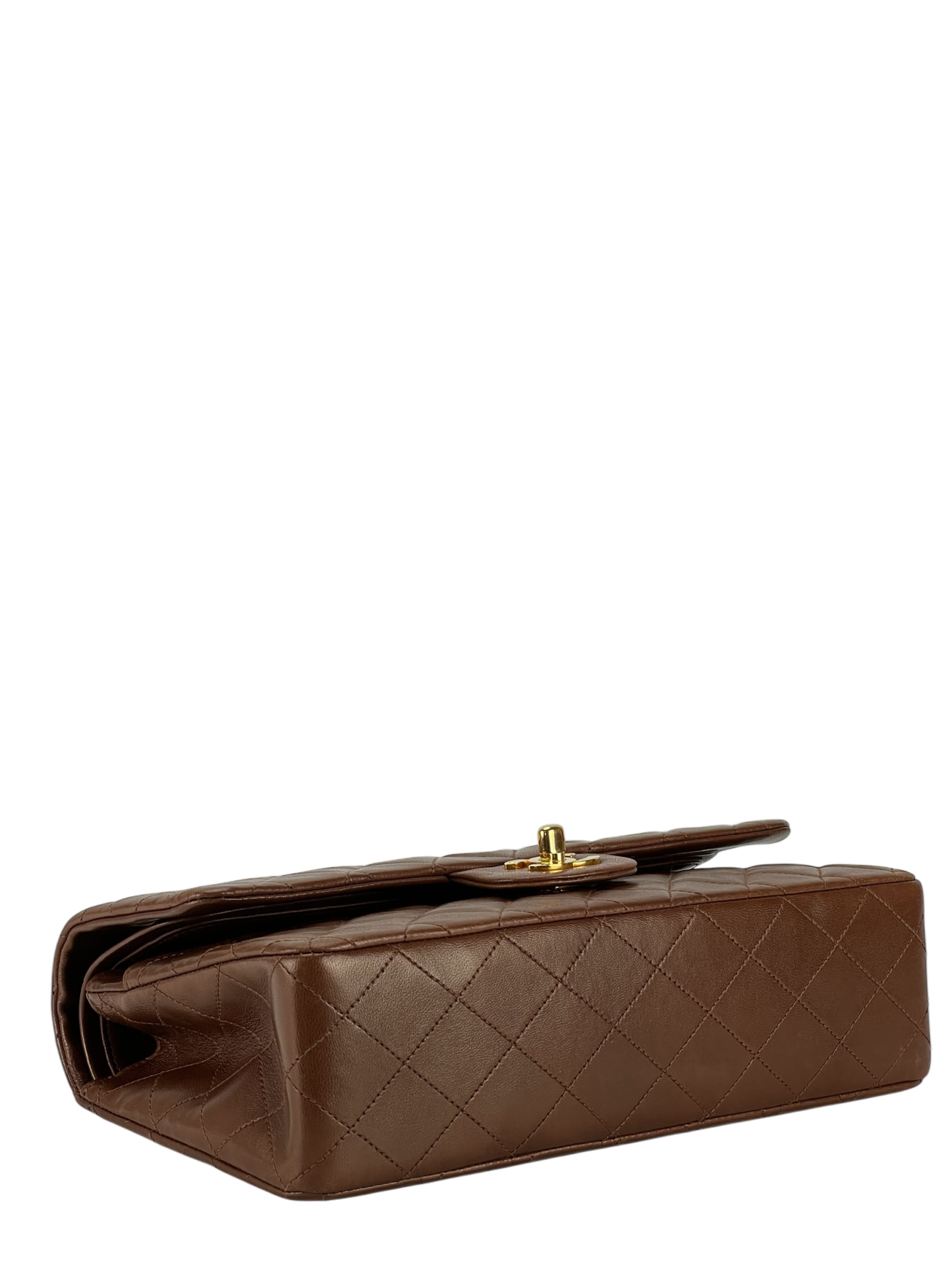 CHANEL - Medium Classic Double Flap Bag Brown Lambskin Gold Hardware (CF25)