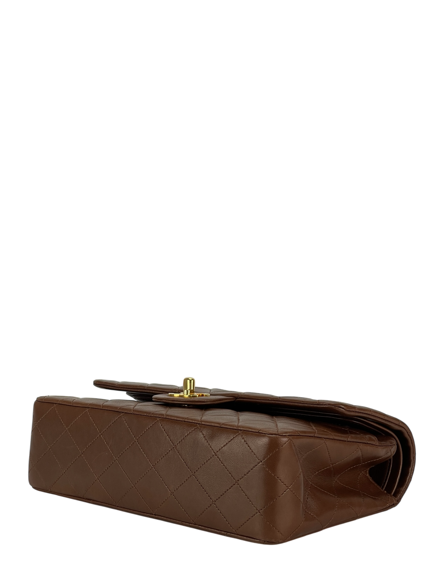 CHANEL - Medium Classic Double Flap Bag Brown Lambskin Gold Hardware (CF25)