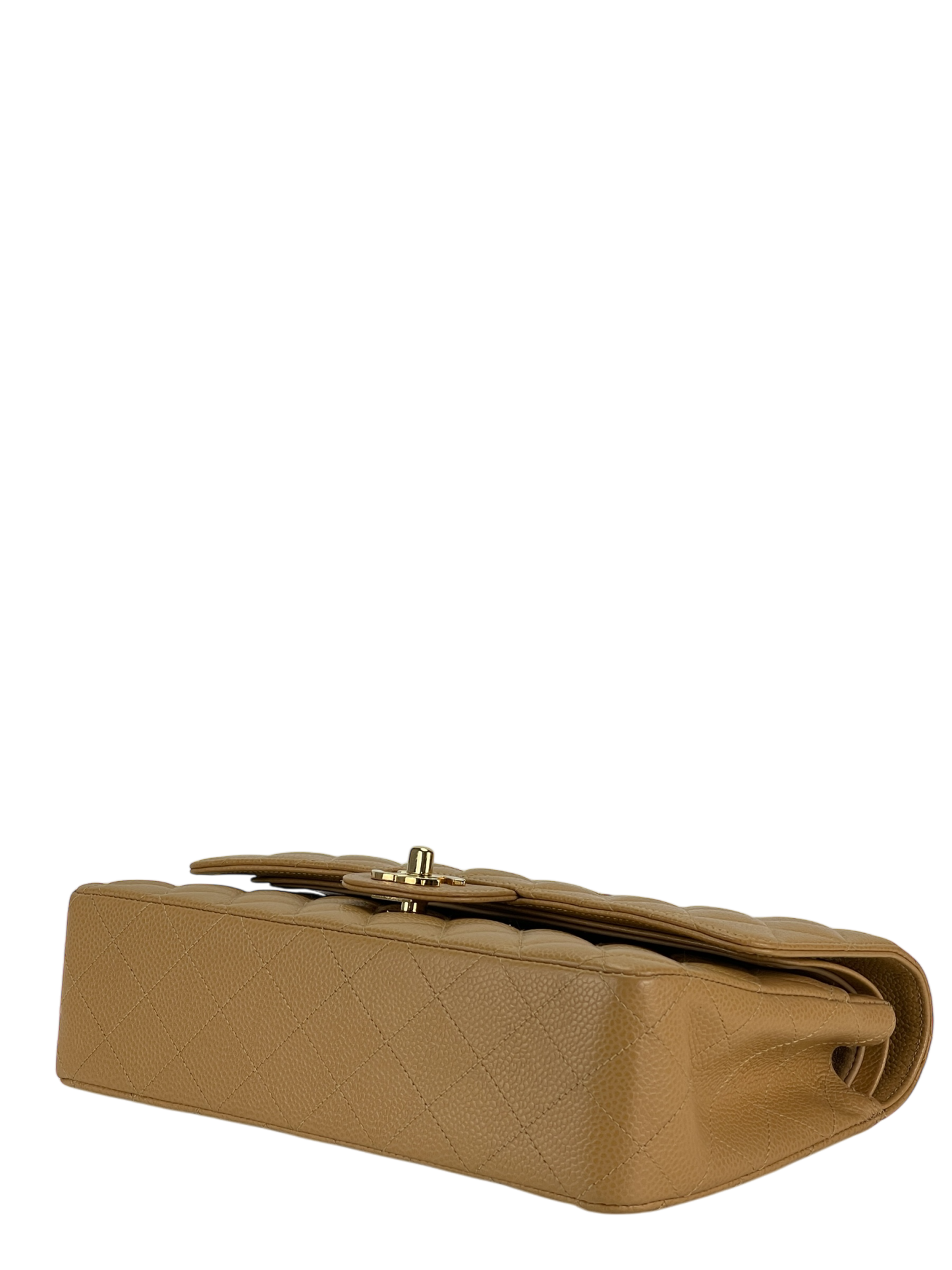 CHANEL - Medium Classic Double Flap Bag Beige Cavair Gold Hardware (CF25)
