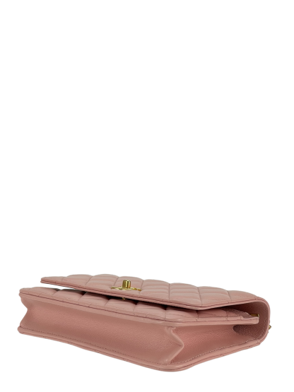CHANEL - Pink Lambskin Camellia Quilted Wallet On Chain Gold Hardware (WOC)