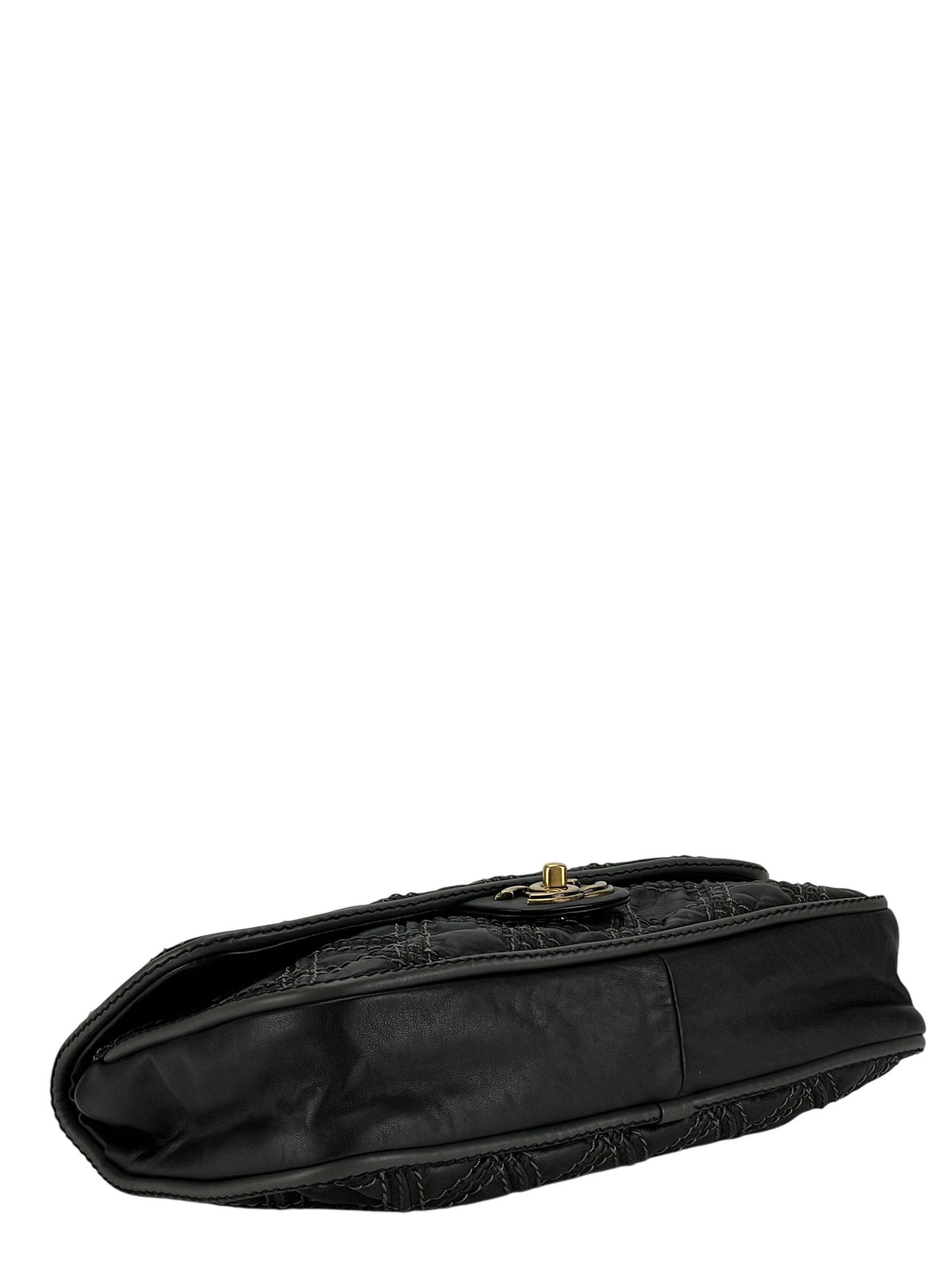 CHANEL - Black Leather Paris Bombay Medium Triptych Flap Bag