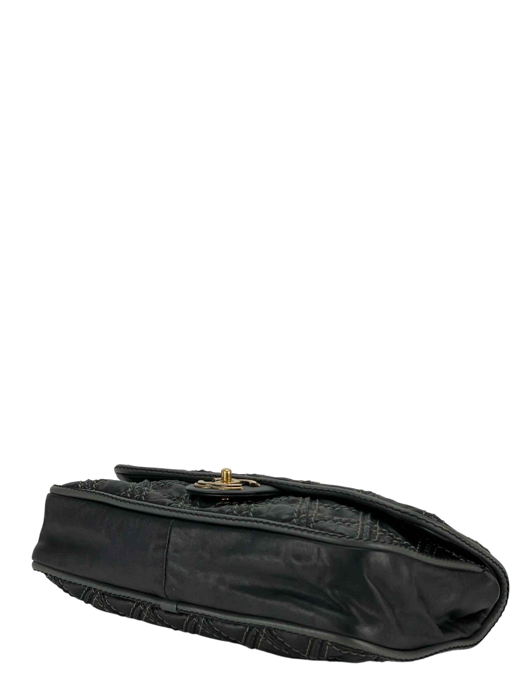 CHANEL - Black Leather Paris Bombay Medium Triptych Flap Bag