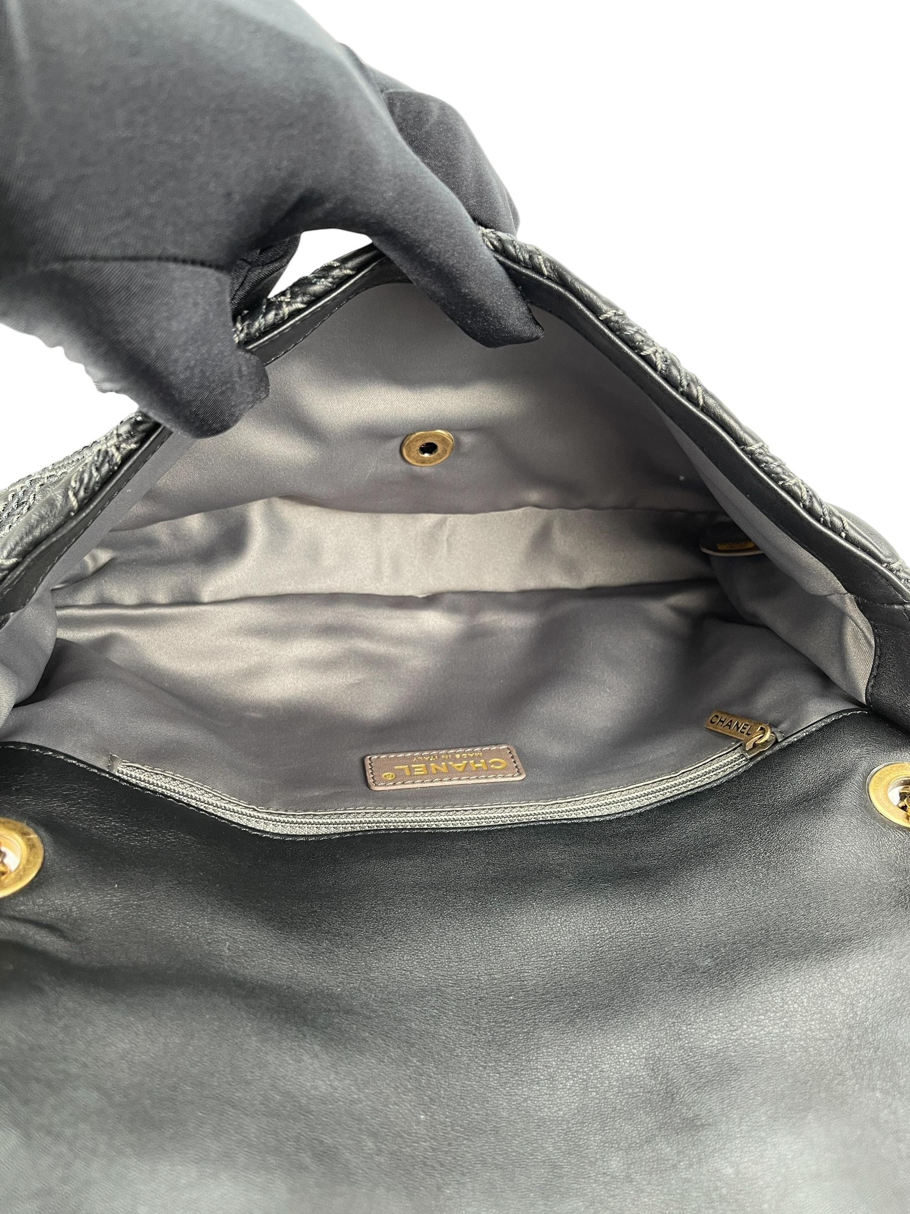 CHANEL - Black Leather Paris Bombay Medium Triptych Flap Bag