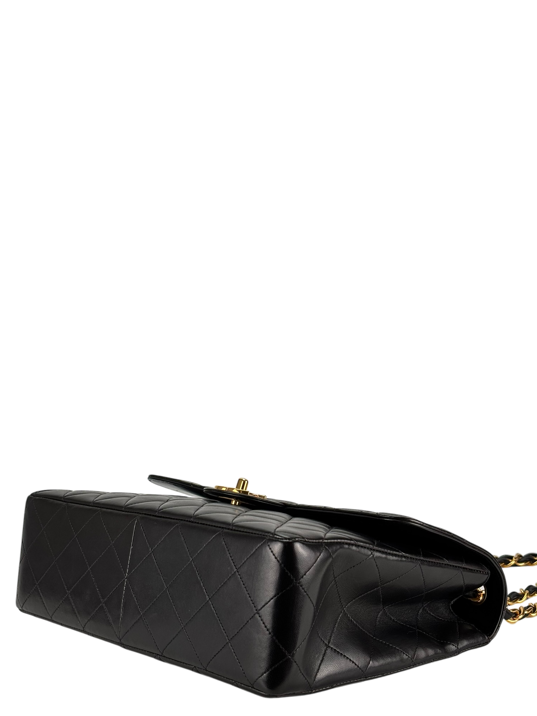 CHANEL - Black Lambskin Double Sided Classic Flap Shoulder Bag
