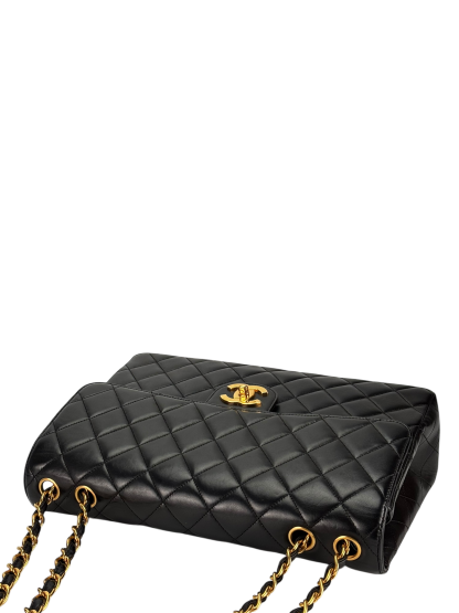 CHANEL - Black Lambskin Double Sided Classic Flap Shoulder Bag