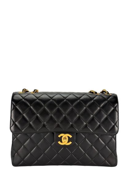 CHANEL - Black Lambskin Double Sided Classic Flap Shoulder Bag