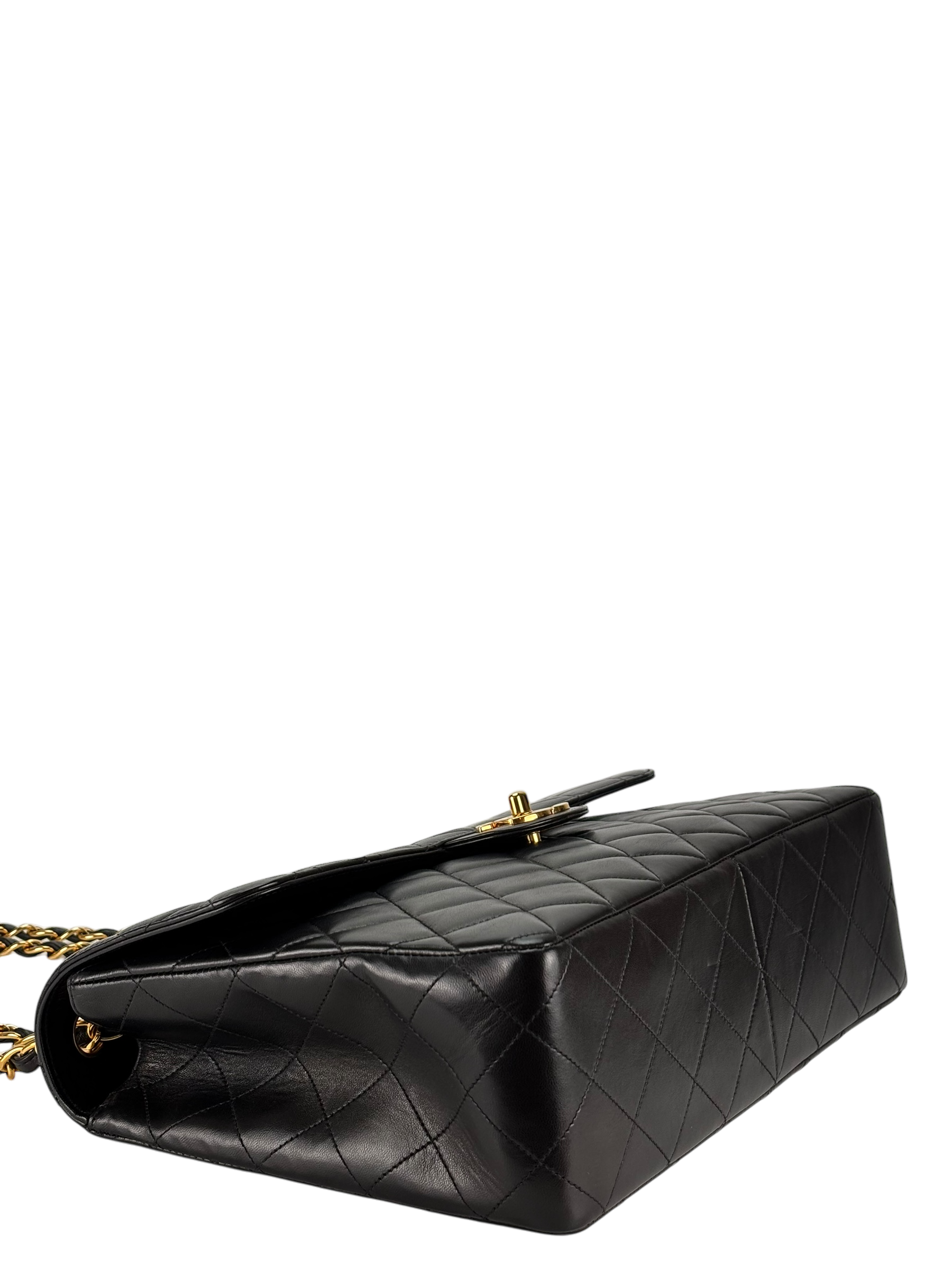 CHANEL - Black Lambskin Double Sided Classic Flap Shoulder Bag