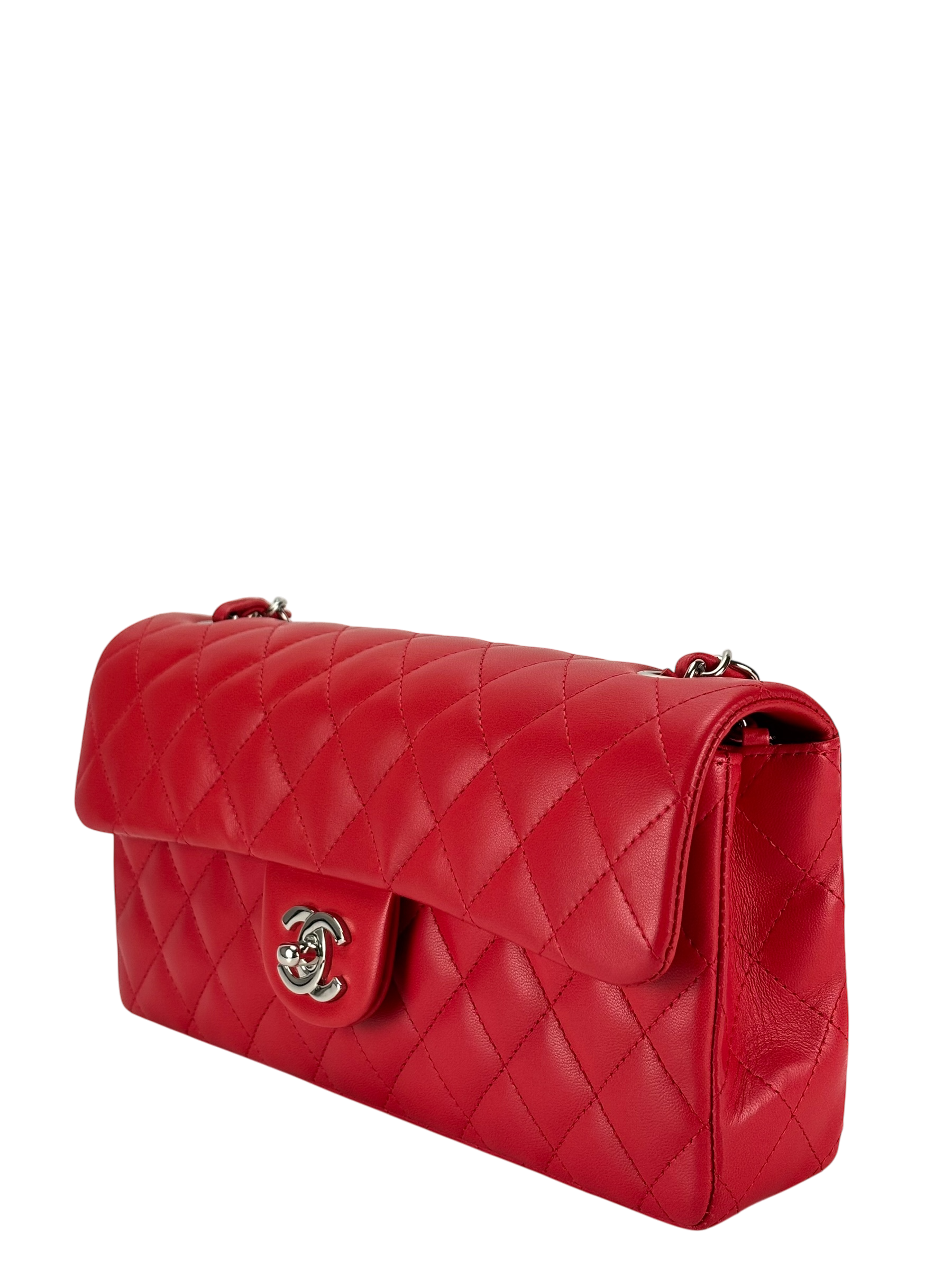 CHANEL - Red Lambskin East West Shoulder Bag
