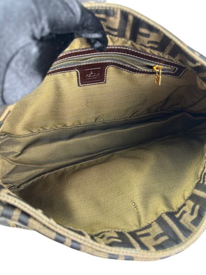 FENDI - Brown Canvas Zucca Double Handle Bag 