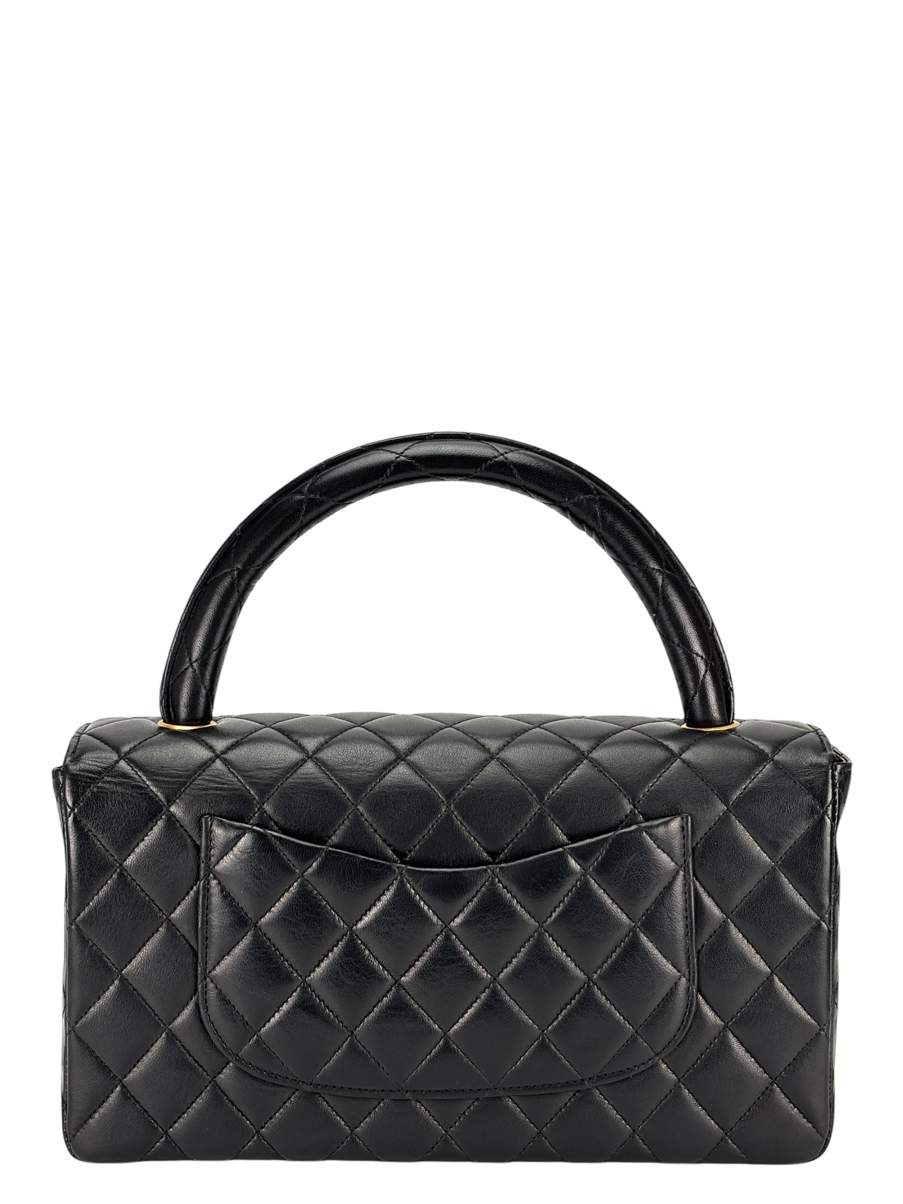 CHANEL - Black Lambskin Kelly Twin Top Handle Bag
