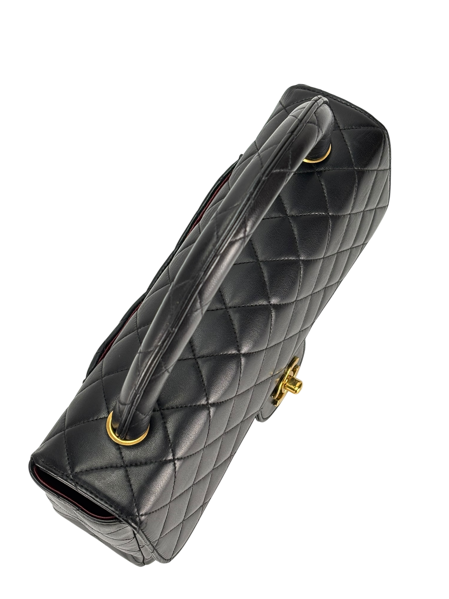 CHANEL - Black Lambskin Kelly Twin Top Handle Bag