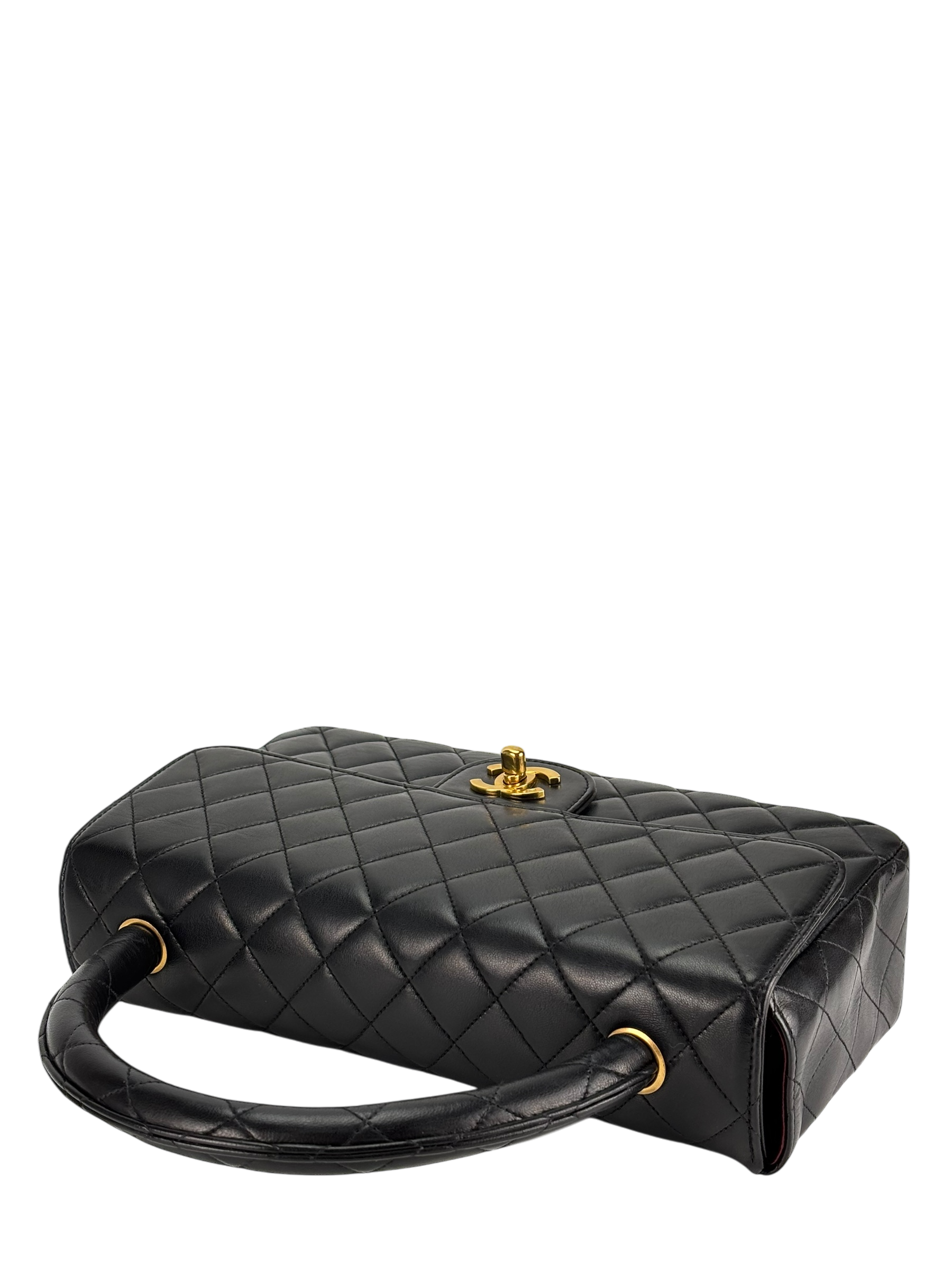 CHANEL - Black Lambskin Kelly Twin Top Handle Bag