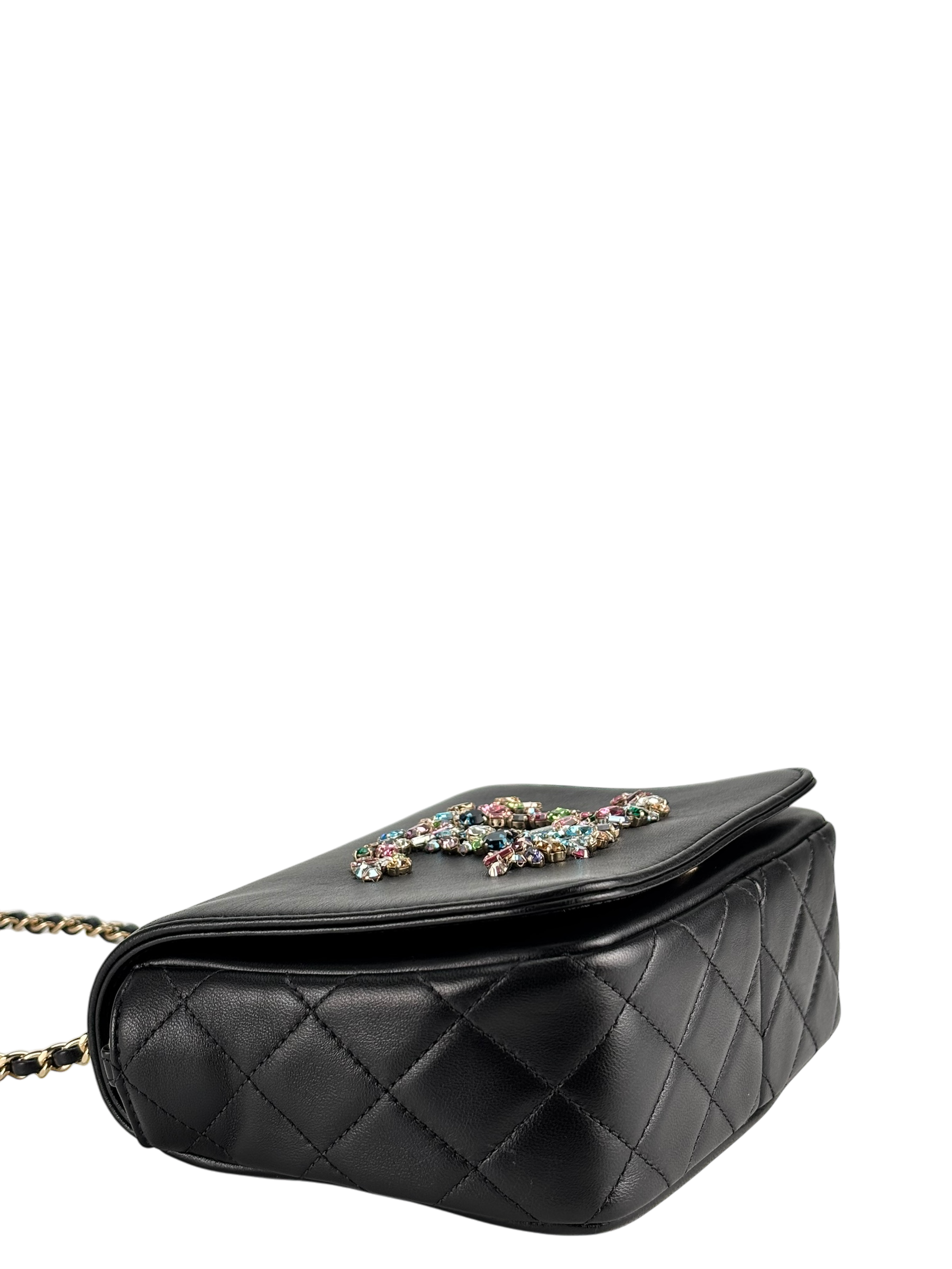 CHANEL - Black Lambskin Giant Crystal CC Flap Bag