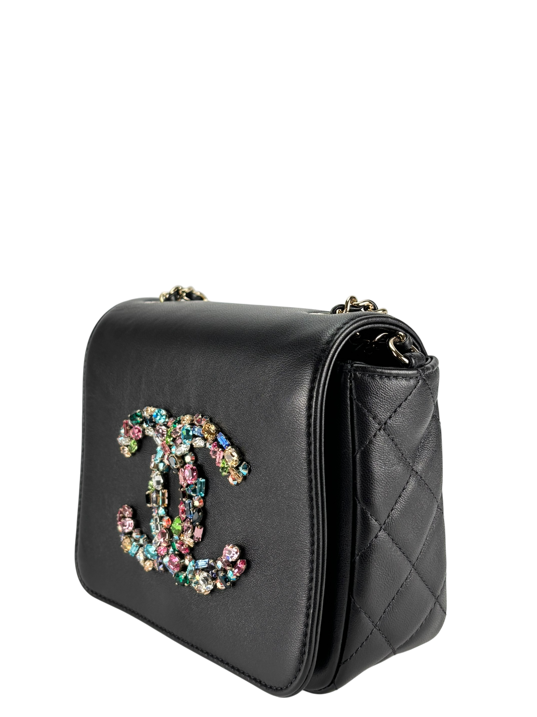 CHANEL - Black Lambskin Giant Crystal CC Flap Bag