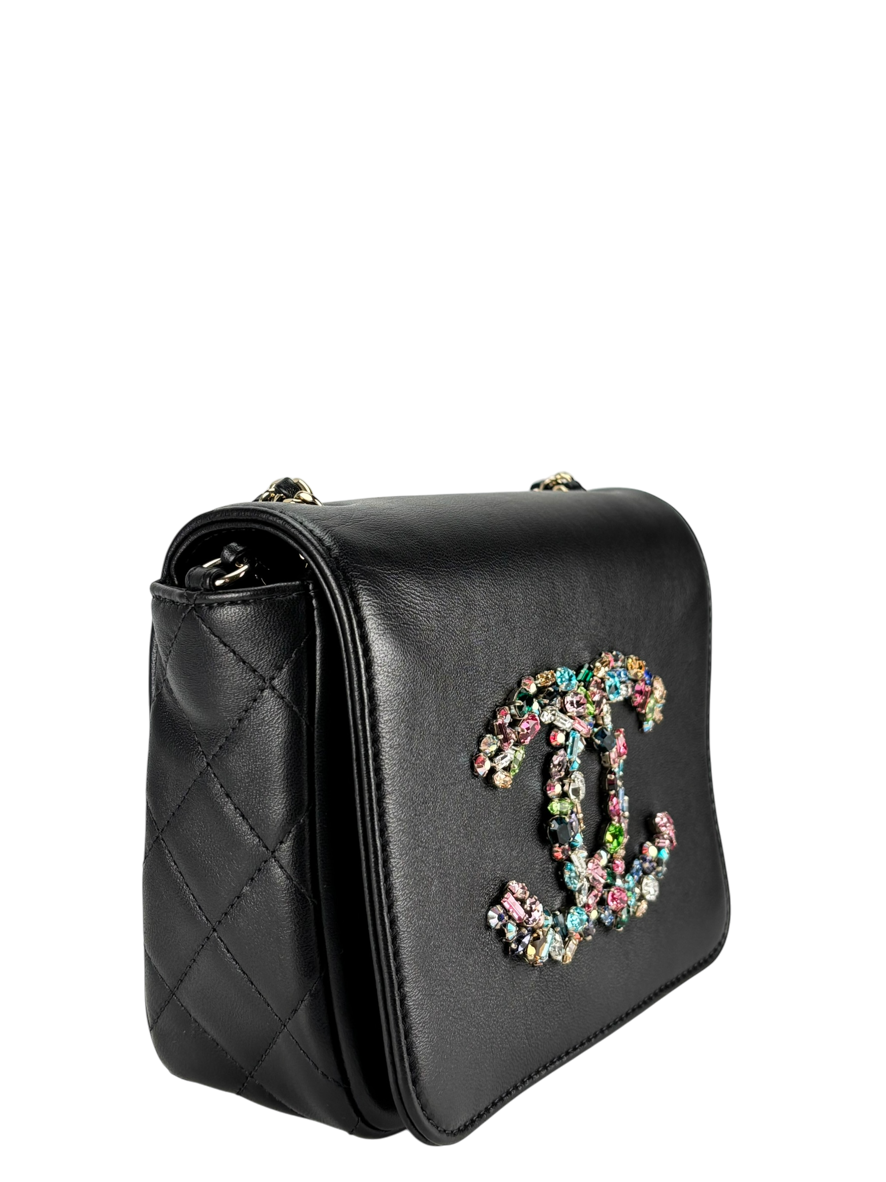 CHANEL - Black Lambskin Giant Crystal CC Flap Bag
