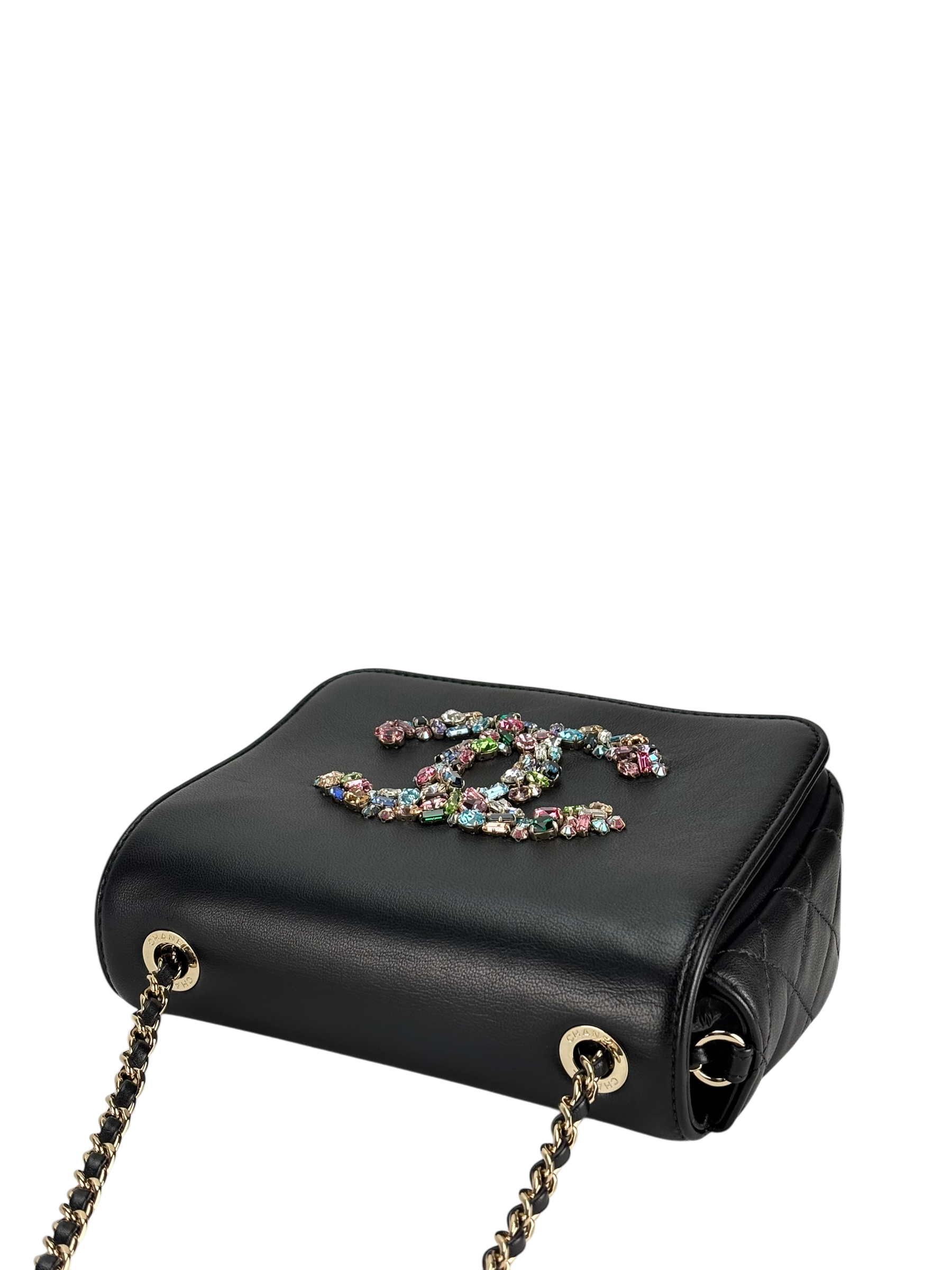 CHANEL - Black Lambskin Giant Crystal CC Flap Bag