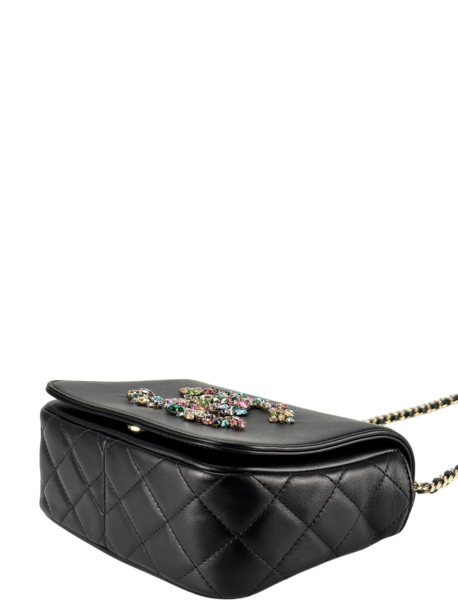 CHANEL - Black Lambskin Giant Crystal CC Flap Bag