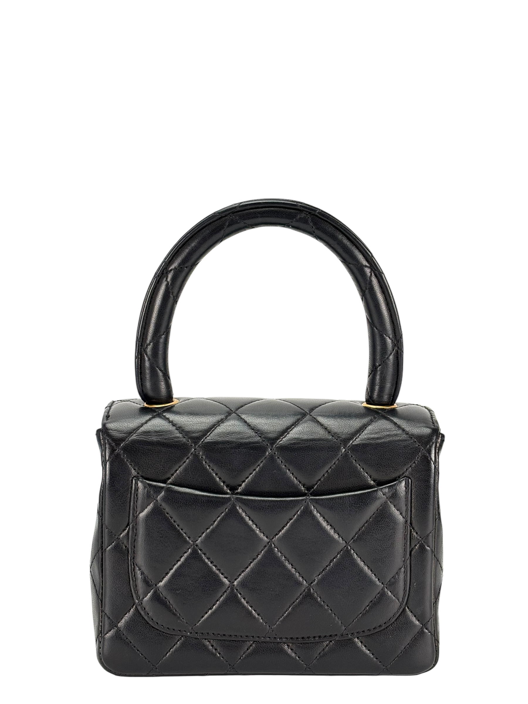 CHANEL - Black Lambskin Micro Classic Flap Handbag