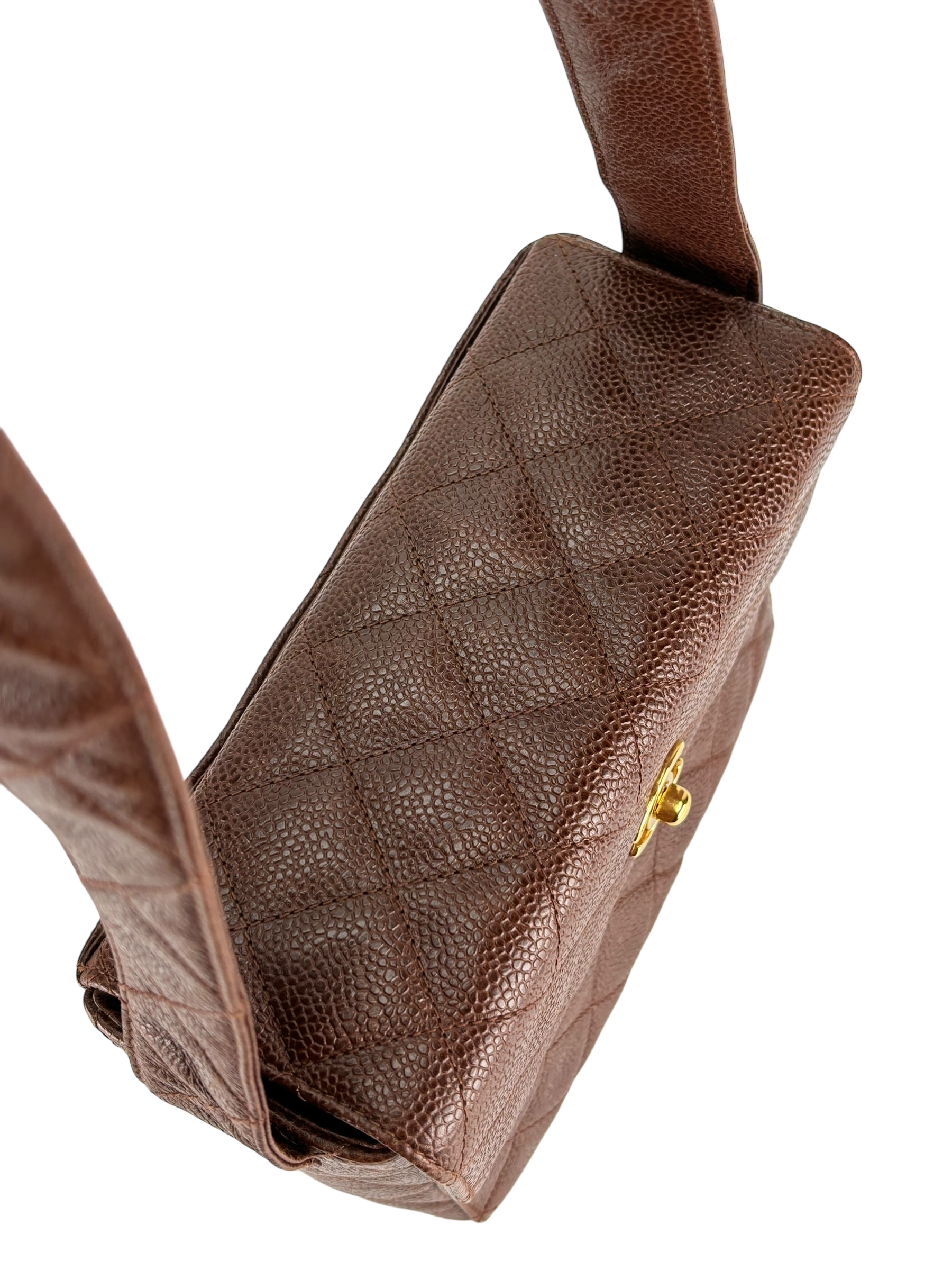 CHANEL - Brown Caviar Mini Crossbody Half Flap