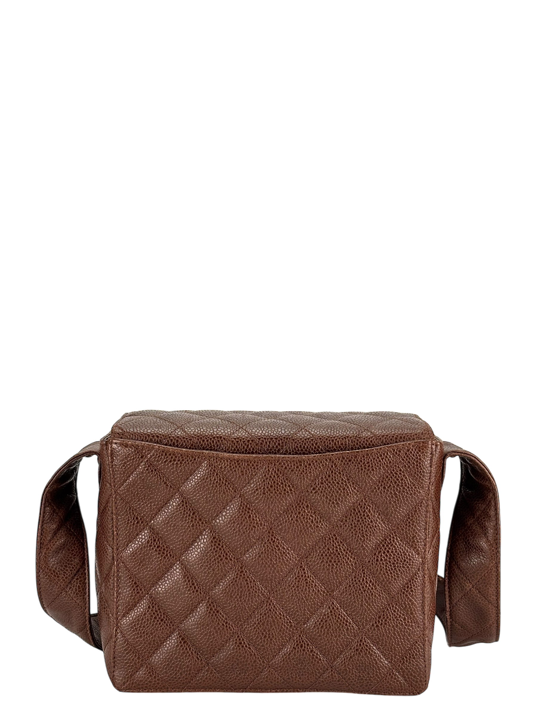 CHANEL - Brown Caviar Mini Crossbody Half Flap