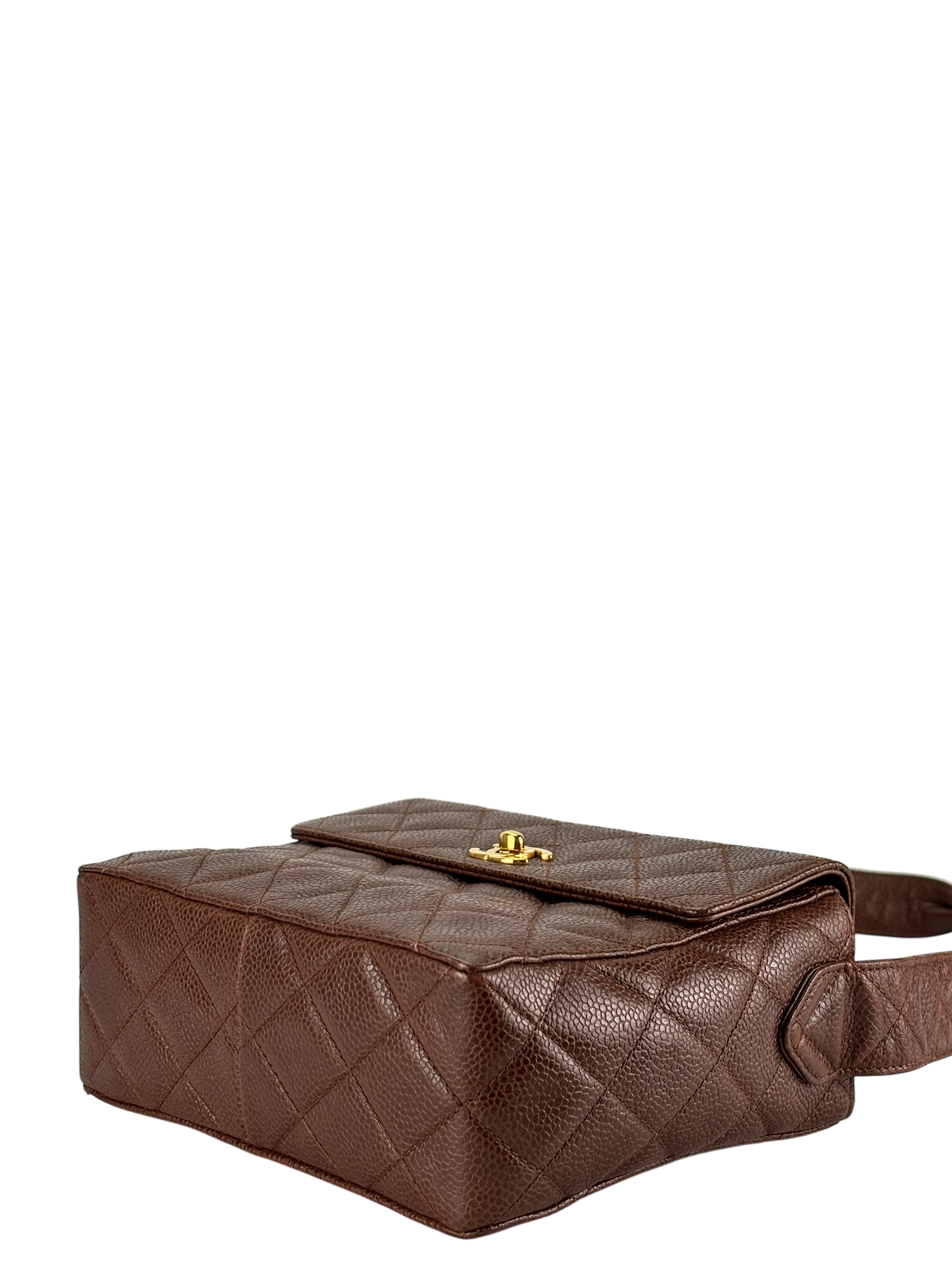 CHANEL - Brown Caviar Mini Crossbody Half Flap